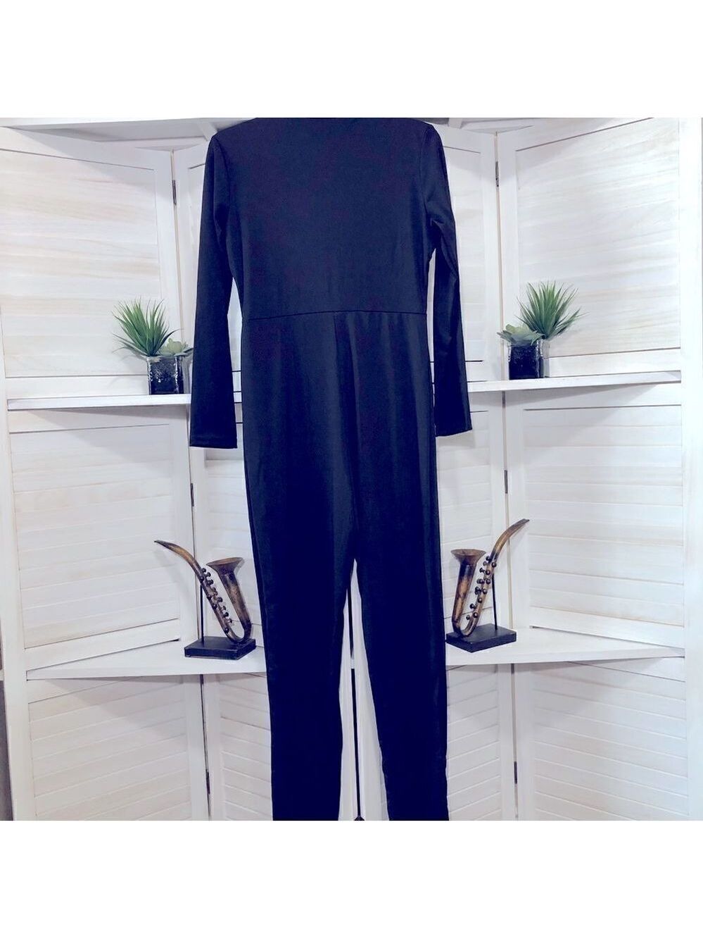 Y2K Vintage Catsuit Jumpsuit Black Red Piping S M - Picture 3 of 8